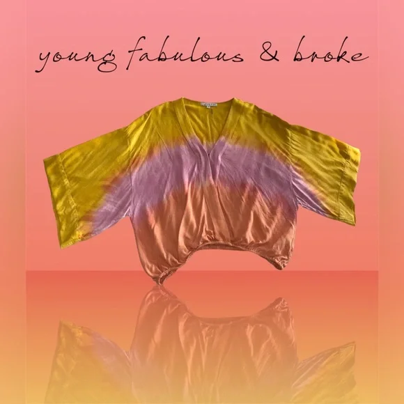 🛍️SALE🛍️ Young Fabulous & Broke Women’s Tia Top Tie Dye Surplice Kimono Blouse - Picture 4 of 9